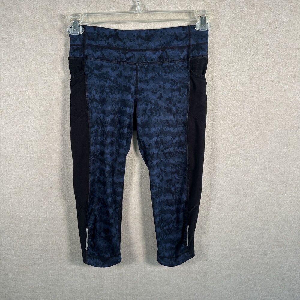 Athleta Cropped Legging Women’s XS Multi Color Blue Elastic Waist Straight Leg